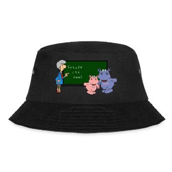 hippo school teachers children preschool hippo tier - Bucket Hat - black - Front - Lela (165cm)