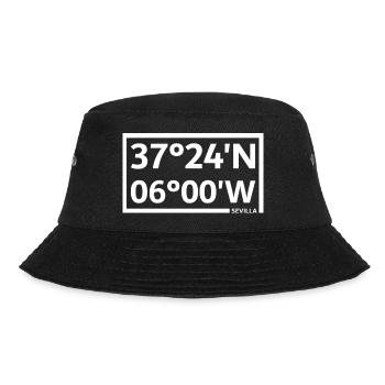 Sevilla Koordinaten - Bucket Hat - Schwarz - Vorne - Lela (165cm)