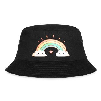 Rainbow watercolor vibrant colors cloud - Bucket Hat - black - Front - Lela (165cm)