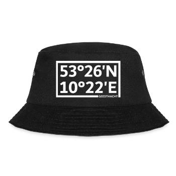 Geesthacht Koordinaten - Bucket Hat - Schwarz - Vorne - Lela (165cm)