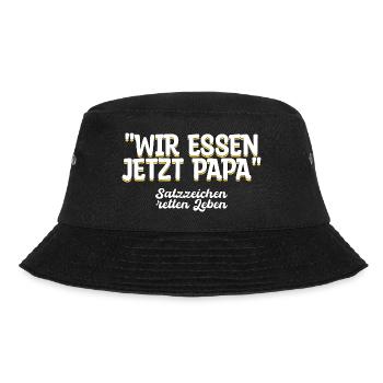 Wir essen jetzt Papa Geschenk - Bucket Hat - Schwarz - Vorne - Lela (165cm)