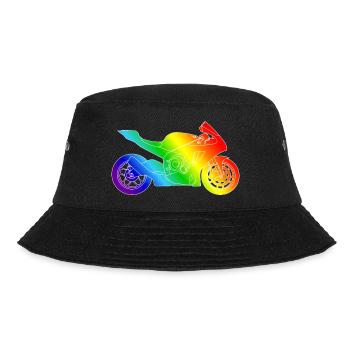 Supersport Motorrad in Regenbogenfarben - Bucket Hat - Schwarz - Vorne - Lela (165cm)