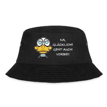 Glücklich, geht auch vorbei! - Bucket Hat - Schwarz - Vorne - Lela (165cm)
