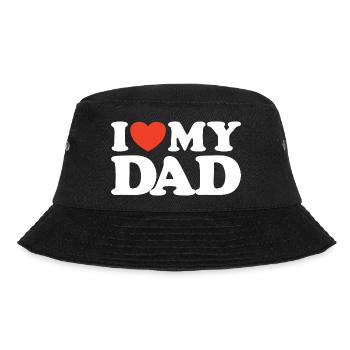 I love my Dad Herz Shirt - Bucket Hat - Schwarz - Vorne - Lela (165cm)