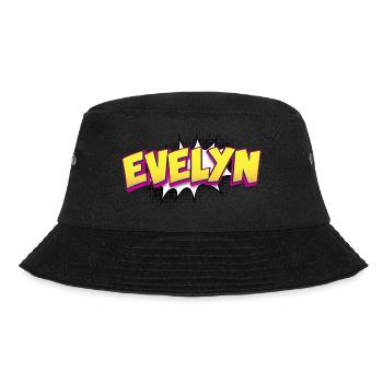 Evelyn benutzerdefinierter Name Comic-Stil Pop-Art, - Bucket Hat - Schwarz - Vorne - Lela (165cm)