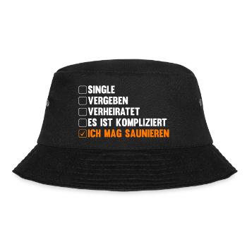 Wellness Saunagänger Saunieren Saunierer Sauna - Bucket Hat - Schwarz - Vorne - Lela (165cm)