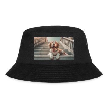 Cute animals chilling – dog on stairs - Bucket Hat - black - Front - Lela (165cm)