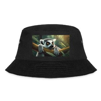 Cute animals chilling – ring-tailed lemur - Bucket Hat - black - Front - Lela (165cm)