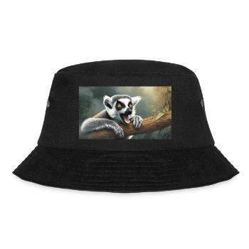 Niedliche Tiere chillen – Kattis - Bucket Hat - Schwarz - Vorne - Lela (165cm)