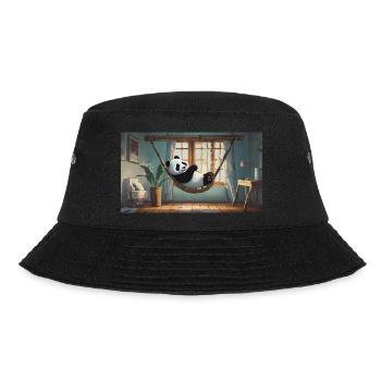 Cute animals chilling – panda chilling in a hammoc - Bucket Hat - black - Front - Lela (165cm)