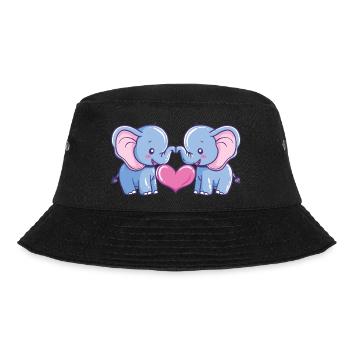 Elephant Couple Love Couple In Love - Bucket Hat - black - Front - Lela (165cm)