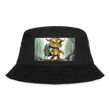 Green monster with horns - young cute little - Bucket Hat - black - Front - Lela (165cm)