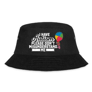 I Have Autism Balloon Autistic Autism Puzzle Piece - Bucket Hat - black - Front - Lela (165cm)