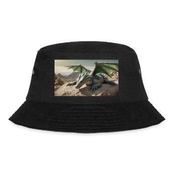 A realistic majestical green dragon is laying - Bucket Hat - black - Front - Lela (165cm)