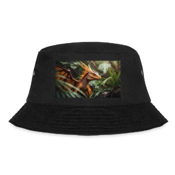 Ein realistischer, majestätischer orangefarbener Drachenwald - Bucket Hat - Schwarz - Vorne - Lela (165cm)