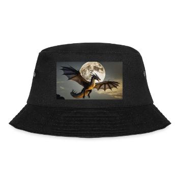 Ein realistischer majestätischer dunkler Drache-Vollmond - Bucket Hat - Schwarz - Vorne - Lela (165cm)
