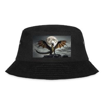 Ein realistischer, majestätischer dunkler Drache posiert - Bucket Hat - Schwarz - Vorne - Lela (165cm)
