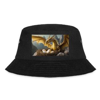 Ein realistischer böser Drache, der wie ein Wolf Hühner jagt - Bucket Hat - Schwarz - Vorne - Lela (165cm)