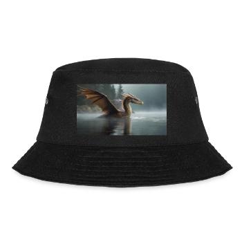 Ein realistischer böser dunkler Drache in einem nebligen Fluss - Bucket Hat - Schwarz - Vorne - Lela (165cm)