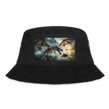 Ein realistischer böser dunkler Drache jagt den Fluss - Bucket Hat - Schwarz - Vorne - Lela (165cm)