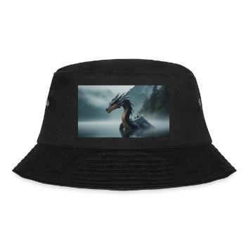 Ein realistischer böser dunkler Drache in einem nebligen Fluss - Bucket Hat - Schwarz - Vorne - Lela (165cm)