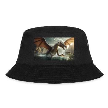 Ein realistischer böser dunkler Drache jagt Fischfluss - Bucket Hat - Schwarz - Vorne - Lela (165cm)