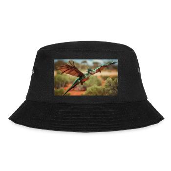 Un dragon vert orange réaliste dans l’outback - Bob - noir - Devant - Lela (165cm)