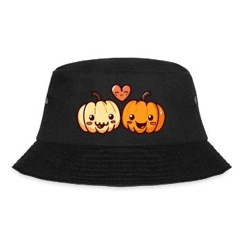 Pumpkin Couple Love Heart Funny - Bucket Hat - black - Front - Lela (165cm)
