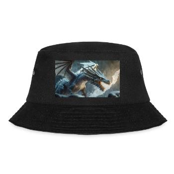 Ein realistischer böser dunkler Drache klettert auf einen nebligen - Bucket Hat - Schwarz - Vorne - Lela (165cm)