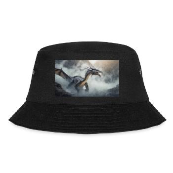 Ein realistischer böser dunkler Drache beim Erklimmen eines Nebels - Bucket Hat - Schwarz - Vorne - Lela (165cm)