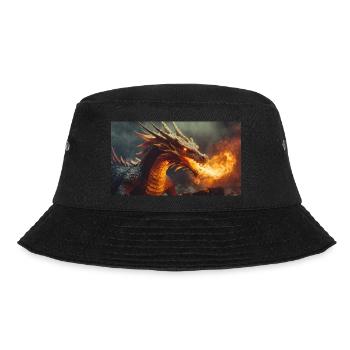 Ein realistischer, majestätischer dunkler Drache, der Flammen speit - Bucket Hat - Schwarz - Vorne - Lela (165cm)