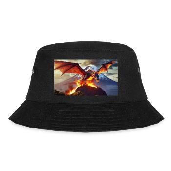 Ein realistischer, majestätischer dunkler Drache erklimmt ein v - Bucket Hat - Schwarz - Vorne - Lela (165cm)