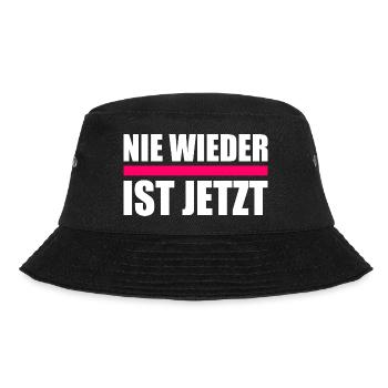 Nie wieder ist jetzt - Bucket Hat - Schwarz - Vorne - Lela (165cm)
