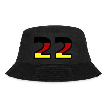 22 Zahl Deutschland Trikot - Bucket Hat - Schwarz - Vorne - Lela (165cm)