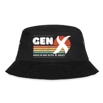 Sonnenuntergang der Generation X - Weiß - Bucket Hat - Schwarz - Vorne - Lela (165cm)