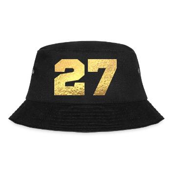 Nummer 27 Gold Glitter - 27-jähriges Jubiläum - Bucket Hat - Schwarz - Vorne - Lela (165cm)