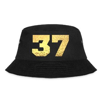 Nummer 37 Gold Glitter - 37. Jahrestag - Bucket Hat - Schwarz - Vorne - Lela (165cm)