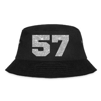 Number 57 Silver Glitter - 57th Anniversary - Bucket Hat - black - Front - Lela (165cm)