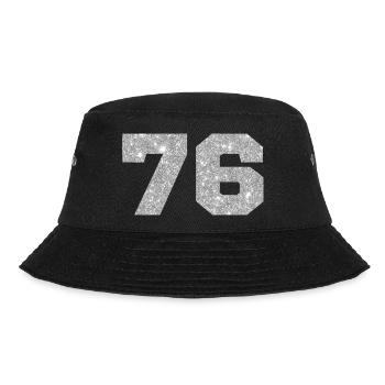 76 Silberner Glitzer - 76. Jahrestag - Bucket Hat - Schwarz - Vorne - Lela (165cm)