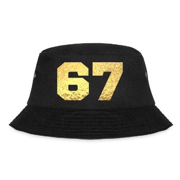 Nummer 67 Gold Glitter - 67. Jahrestag - Bucket Hat - Schwarz - Vorne - Lela (165cm)