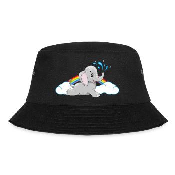 Elefantenbaby badet zwischen Regenbogen und Wolken - Bucket Hat - Schwarz - Vorne - Lela (165cm)
