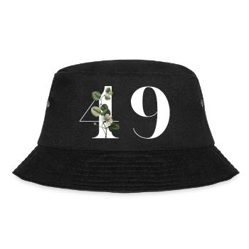 Nummer 49 Grüne Blumen - 49. Blumengeburtstag - Bucket Hat - Schwarz - Vorne - Lela (165cm)
