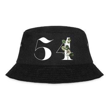 Nummer 54 Blumengrün - 54. Blumenjubiläum - Bucket Hat - Schwarz - Vorne - Lela (165cm)