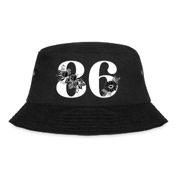 Number 86 Black Floral - 86th Floral Birthday - Bucket Hat - black - Front - Lela (165cm)