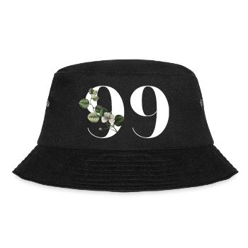 Nummer 99 Blumengrün - 99. Blumengeburtstag - Bucket Hat - Schwarz - Vorne - Lela (165cm)