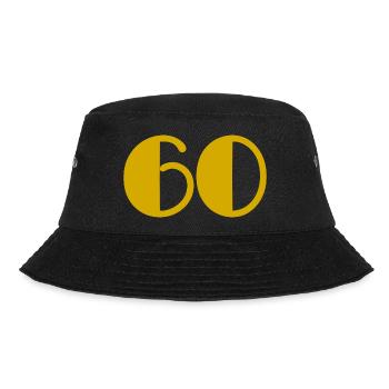 60. 60 JAHRE. 60-JÄHRIGES JUBILÄUM. 60. GEBURTSTAG. - Bucket Hat - Schwarz - Vorne - Lela (165cm)