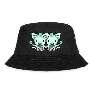 2 pacifiers cats Two baby siblings twins - Bucket Hat - black - Front - Lela (165cm)