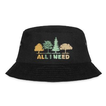 retro Wald Baum Symbol all i need Natur Outdoor - Bucket Hat - Schwarz - Vorne - Lela (165cm)