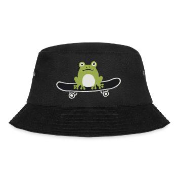Skateboard fahrender Frosch - Bucket Hat - Schwarz - Vorne - Lela (165cm)