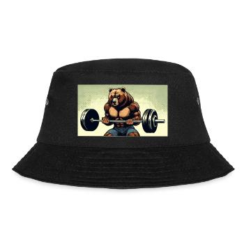 CurlBear – Der Hantel-Champion - Bucket Hat - Schwarz - Vorne - Lela (165cm)